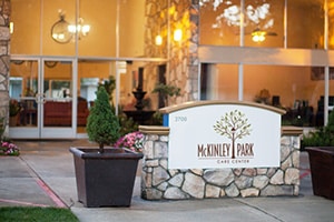 The front entrance sign to Mckinley Park